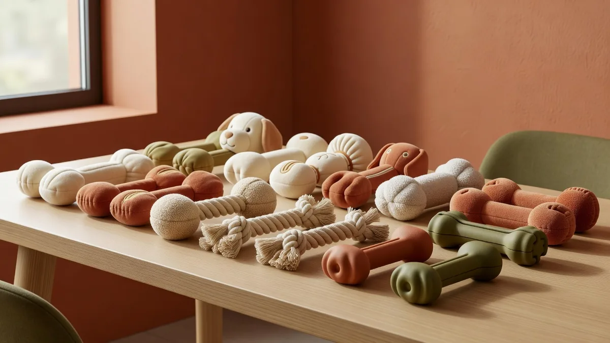 Banco di campionamento pet toy wholesale China con SKU in peluche, corda e gomma pronti per la revisione assortimento B2B
